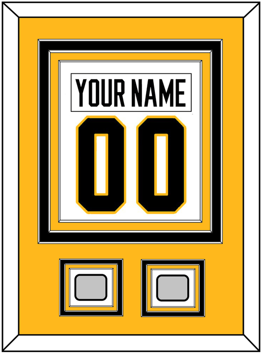Pittsburgh Nameplate & Number (Back) Combined, With 2 Stanley Cup Finals Patches - Home White (1988-1992) - Premier Tier 3