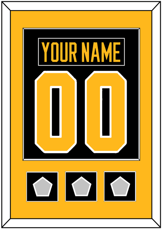 Pittsburgh Nameplate & Number (Back) Combined, With 3 Stanley Cup Champions Patches - Home Black - Essential Tier 2