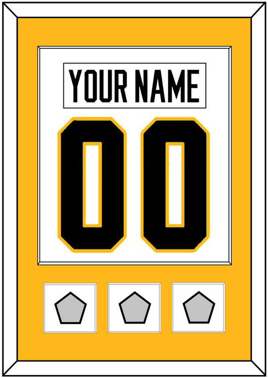 Pittsburgh Nameplate & Number (Back) Combined, With 3 Stanley Cup Champions Patches - Road White - Essential Tier 2