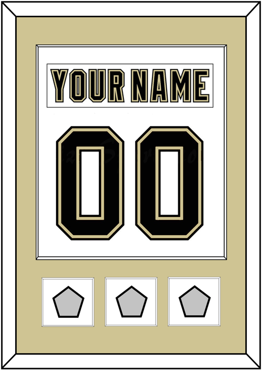 Pittsburgh Nameplate & Number (Back) Combined, With 3 Stanley Cup Champions Patches - Road White (2007-2016) - Essential Tier 2