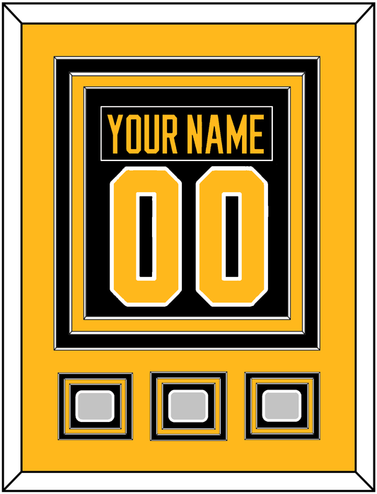 Pittsburgh Nameplate & Number (Back) Combined, With 3 Stanley Cup Finals Patches - Home Black - Premier Tier 3