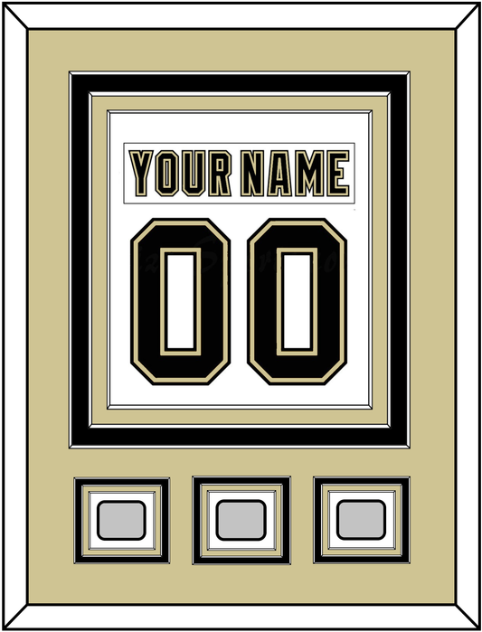 Pittsburgh Nameplate & Number (Back) Combined, With 3 Stanley Cup Champions Patches - Road White (2007-2016) - Premier Tier 3