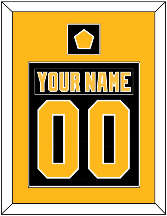 Pittsburgh Nameplate & Number (Back) Combined, With A Logo Patch - Road Black (1992-1997) - Essential Tier 2