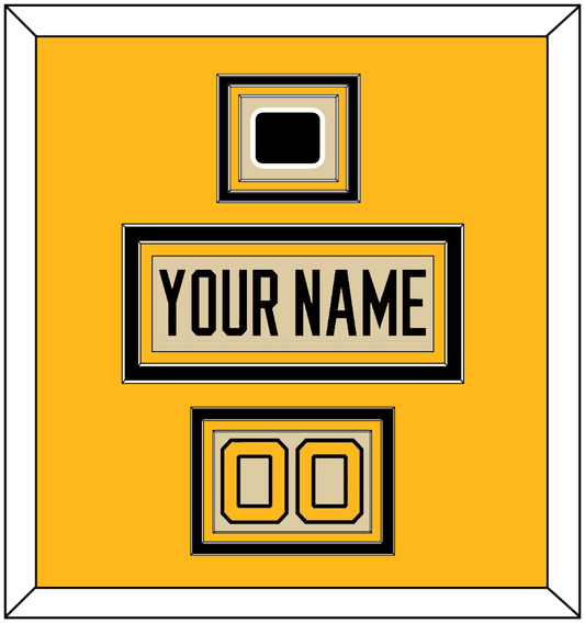 Pittsburgh Nameplate, Number (Shoulder) & 2023 Winter Classic Patch - Tan Jersey - Premier Tier 4