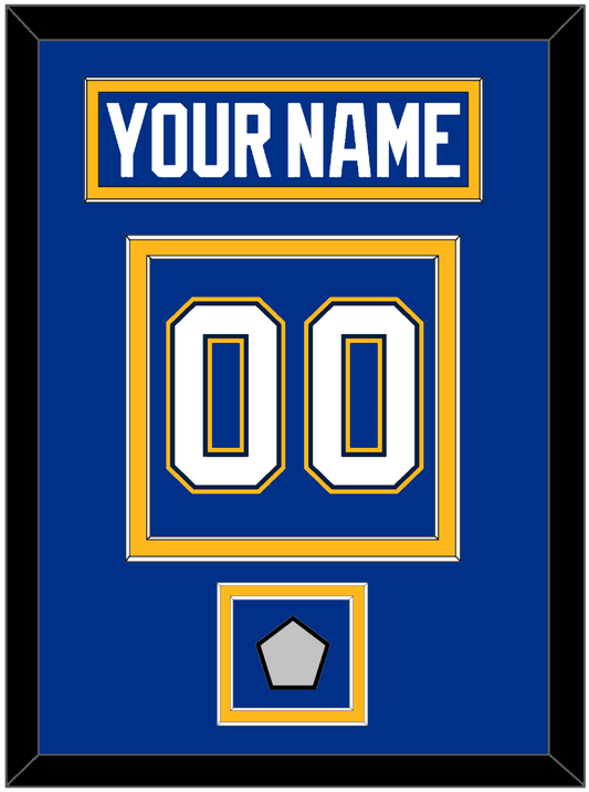 St. Louis Nameplate & Number (Back) With Stanley Cup Champions Patch - Home Blue (2017-2025) - Signature Tier 3