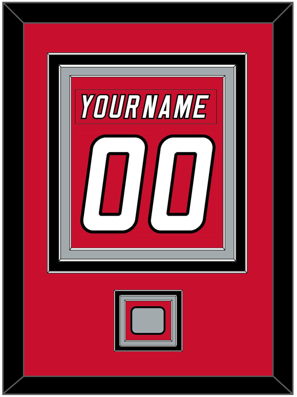 Carolina Nameplate & Number (Back) Combined, With Stanley Cup Finals Patch - Home Red (2000-2007) - Triple Mat 3