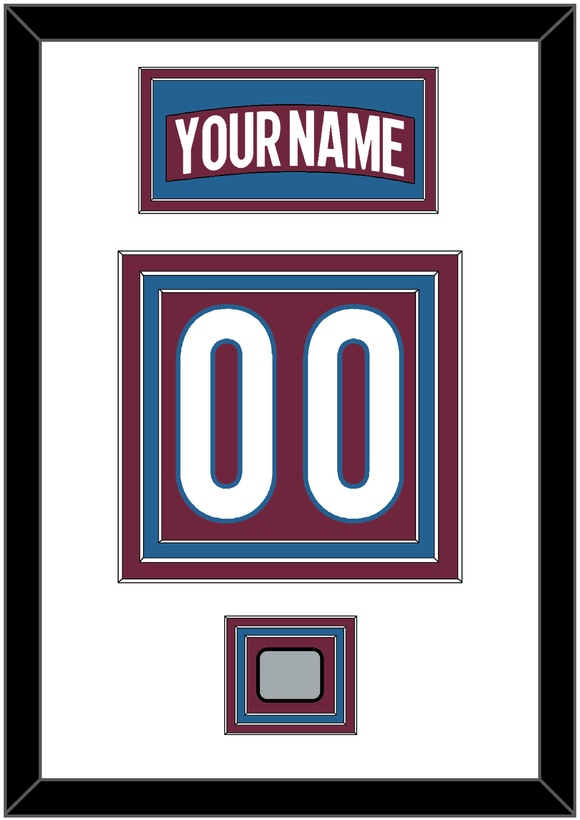 Colorado Nameplate & Number (Back) With Stanley Cup Finals Patch - Home Burgundy - Triple Mat 1