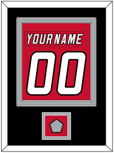 Carolina Nameplate & Number (Back) Combined, With Stanley Cup Champions Patch - Home Red (2000-2007) - Double Mat 3
