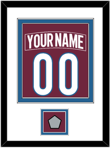 Colorado Nameplate & Number (Back) Combined, With Stanley Cup Champions Patch - Home Burgundy - Double Mat 1