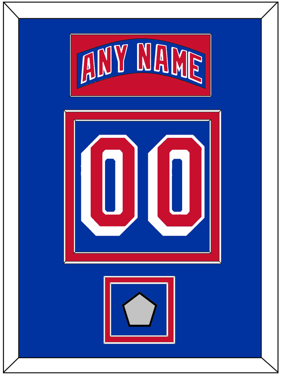 New York Nameplate & Number (Back) With 1994 Stanley Cup Finals Patch - Road Blue (1990-2004) - Double Mat 2