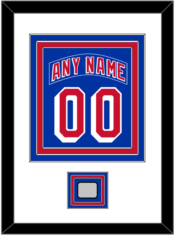 New York Nameplate & Number (Back) Combined, With 1994 Stanley Cup Finals Patch - Road Blue (1990-2004) - Triple Mat 1