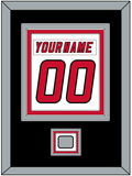 Carolina Nameplate & Number (Back) Combined, With Stanley Cup Finals Patch - Road White (2000-2007) - Triple Mat 3