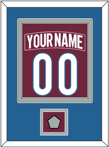 Colorado Nameplate & Number (Back) Combined, With Stanley Cup Finals Patch - Home Burgundy - Double Mat 3