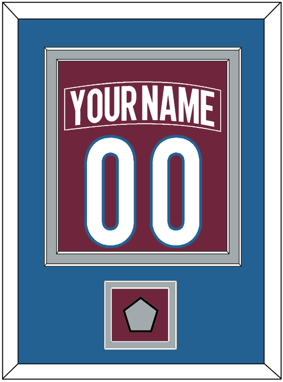 Colorado Nameplate & Number (Back) Combined, With Stanley Cup Finals Patch - Home Burgundy - Double Mat 3