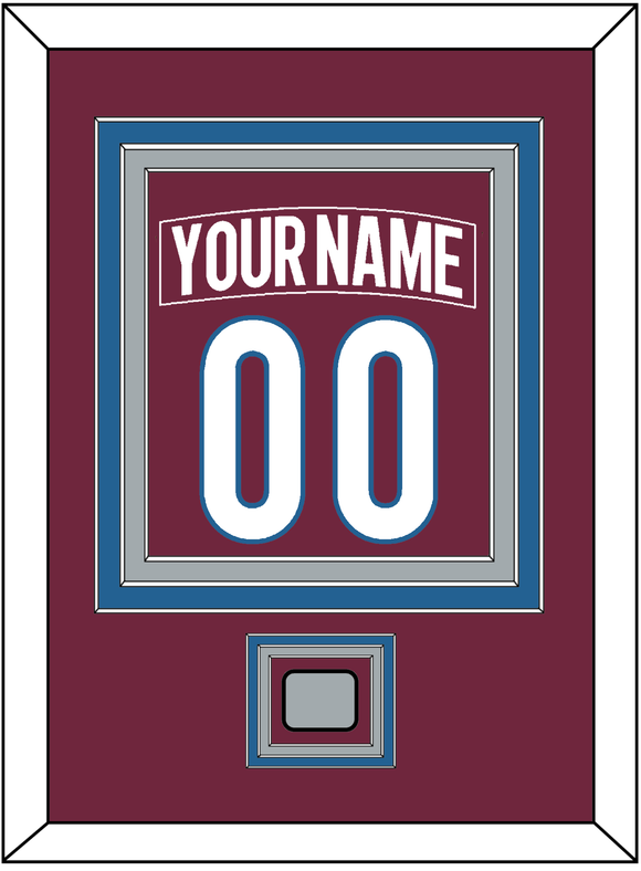 Colorado Nameplate & Number (Back) Combined, With Stanley Cup Finals Patch - Home Burgundy - Triple Mat 3