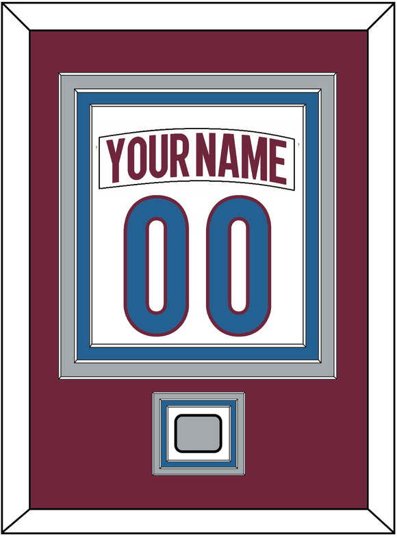 Colorado Nameplate & Number (Back) Combined, With Stanley Cup Finals Patch - Road White - Triple Mat 3