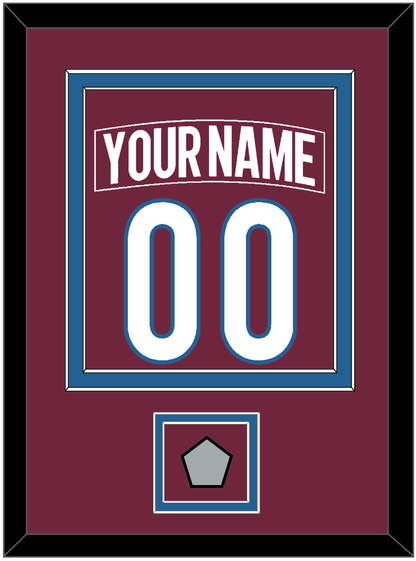 Colorado Nameplate & Number (Back) Combined, With Stanley Cup Champions Patch - Home Burgundy - Signature Tier 2