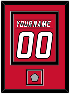 Carolina Nameplate & Number (Back) Combined, With Stanley Cup Champions Patch - Home Red (2000-2007) - Double Mat 2