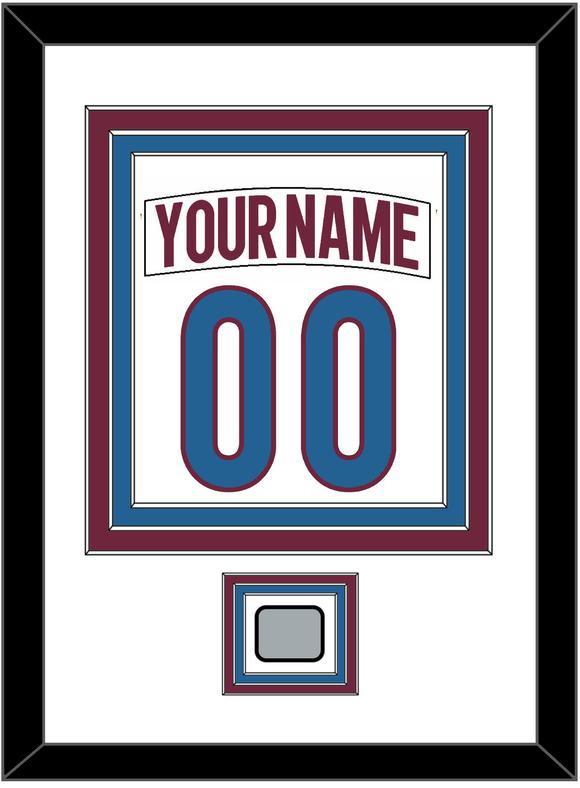 Colorado Nameplate & Number (Back) Combined, With Stanley Cup Champions Patch - Road White - Triple Mat 1