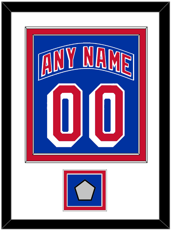 New York Nameplate & Number (Back) Combined, With 1994 Stanley Cup Finals Patch - Road Blue (1990-2004) - Double Mat 1