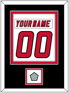 Carolina Nameplate & Number (Back) Combined, With Stanley Cup Finals Patch - Road White (2000-2007) - Double Mat 3