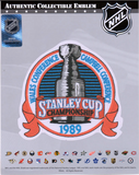 Calgary Nameplate & Number (Back) Combined With Stanley Cup Finals Patch - Road Red (1980-1994) - Triple Mat 2