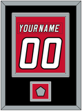 Carolina Nameplate & Number (Back) Combined, With Stanley Cup Champions Patch - Home Red (2000-2007) - Double Mat 3