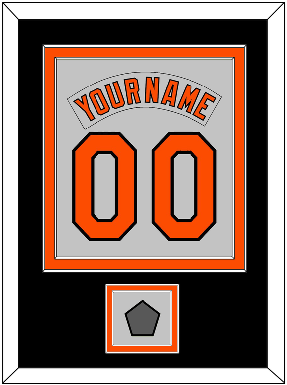 Baltimore Nameplate & Number Combined With 1983 World Series Patch - Road Gray (1978-1988) - Double Mat 4