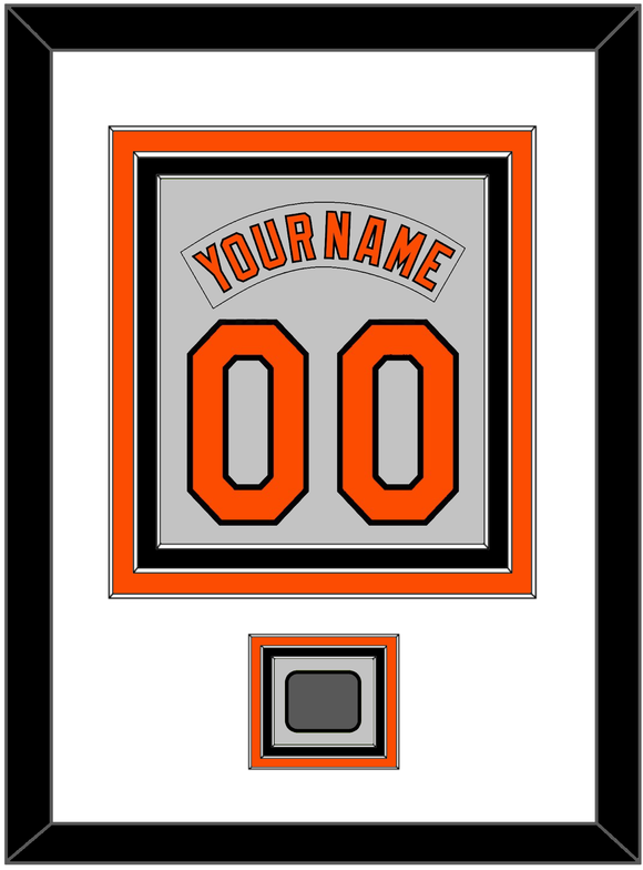 Baltimore Nameplate & Number Combined With 1983 World Series Patch - Road Gray (1978-1988) - Triple Mat 1