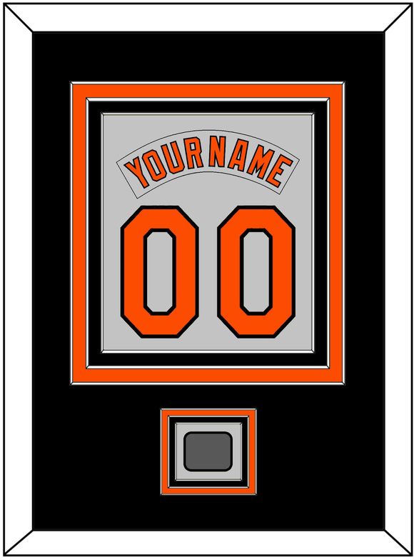 Baltimore Nameplate & Number Combined With 1983 World Series Patch - Road Gray (1978-1988) - Triple Mat 3