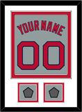 Boston Name, Number & Two World Series Champions Patches - Road Gray - Double Mat 1