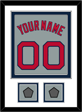 Boston Name, Number & Two World Series Jersey Patches - Road Gray - Double Mat 2