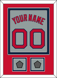 Boston Name, Number & Two World Series Champions Patches - Road Gray - Double Mat 3