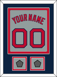 Boston Name, Number & Two World Series Champions Patches - Road Gray - Double Mat 4