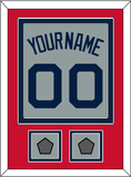 Boston Name, Number & Two World Series Champions Patches - Road Gray (2009-2013) - Double Mat 2