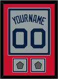 Boston Name, Number & Two World Series Champions Patches - Road Gray (2009-2013) - Double Mat 2