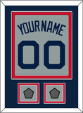 Boston Name, Number & Two World Series Champions Patches - Road Gray (2009-2013) - Double Mat 3