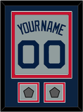 Boston Name, Number & Two World Series Champions Patches - Road Gray (2009-2013) - Double Mat 3