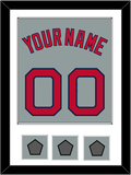 Boston Name, Number & Three World Series Champions Patches - Road Gray - Single Mat 1
