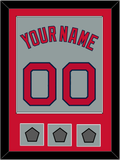 Boston Name, Number & Three World Series Champions Patches - Road Gray - Single Mat 2
