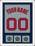 Boston Name, Number & Three World Series Jersey Patches - Road Gray - Single Mat 3