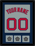 Boston Name, Number & Three World Series Champions Patches - Road Gray - Single Mat 3