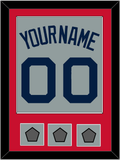Boston Name, Number & Three World Series Jersey Patches - Road Gray (2009-2013) - Single Mat 2