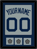 Boston Name, Number & Three World Series Jersey Patches - Road Gray (2009-2013) - Single Mat 3