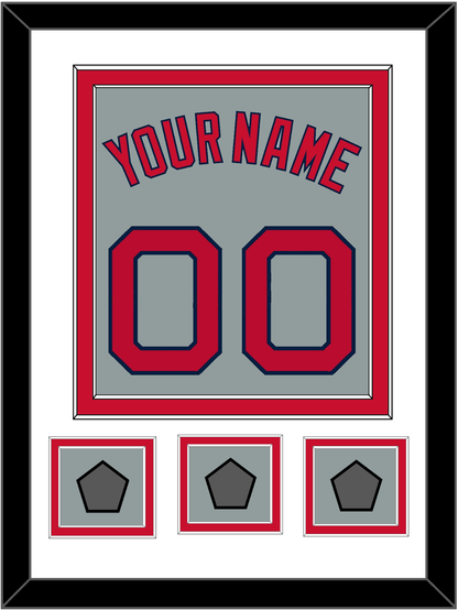 Boston Name, Number & Three World Series Champions Patches - Road Gray - Signature Tier 1