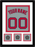 Boston Name, Number & Three World Series Jersey Patches - Road Gray - Double Mat 1