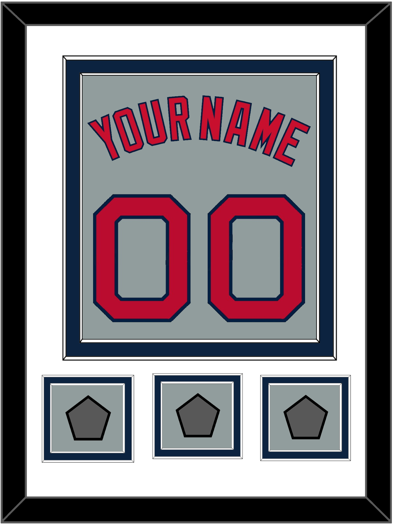 Boston Name, Number & Three World Series Champions Patches - Road Gray - Signature Tier 2