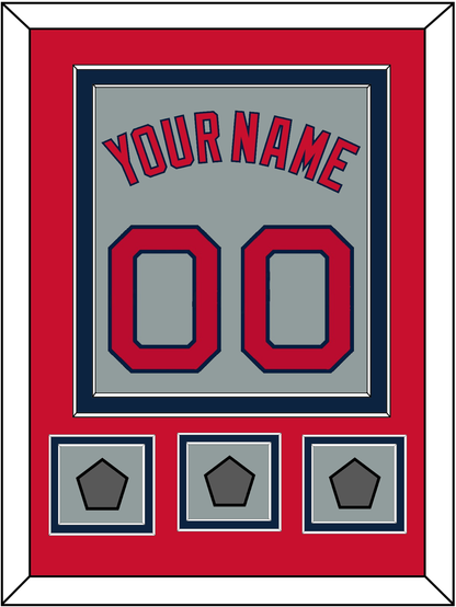 Boston Name, Number & Three World Series Champions Patches - Road Gray - Signature Tier 3