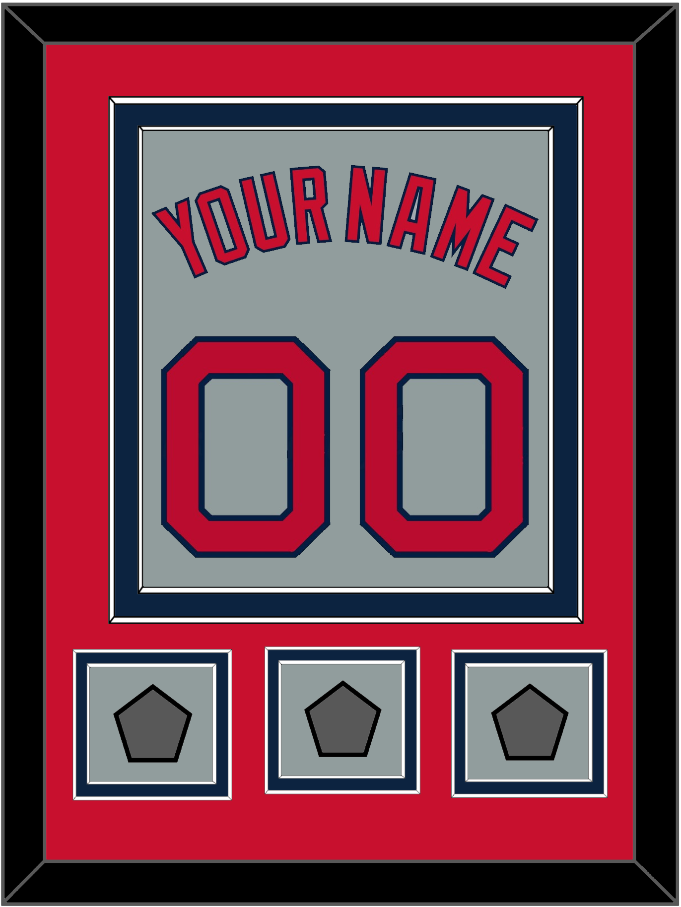 Boston Name, Number & Three World Series Champions Patches - Road Gray - Signature Tier 3