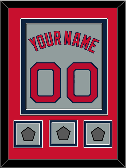 Boston Name, Number & Three World Series Champions Patches - Road Gray - Signature Tier 3